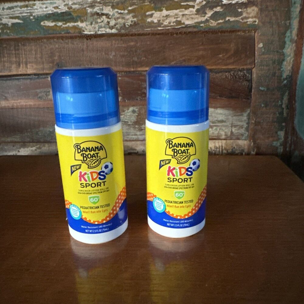 Banana Boat Kids Sport Roll-On Sunscreen Lotion, SPF 60+, 2.5‎ oz (2 Pack) 07/24